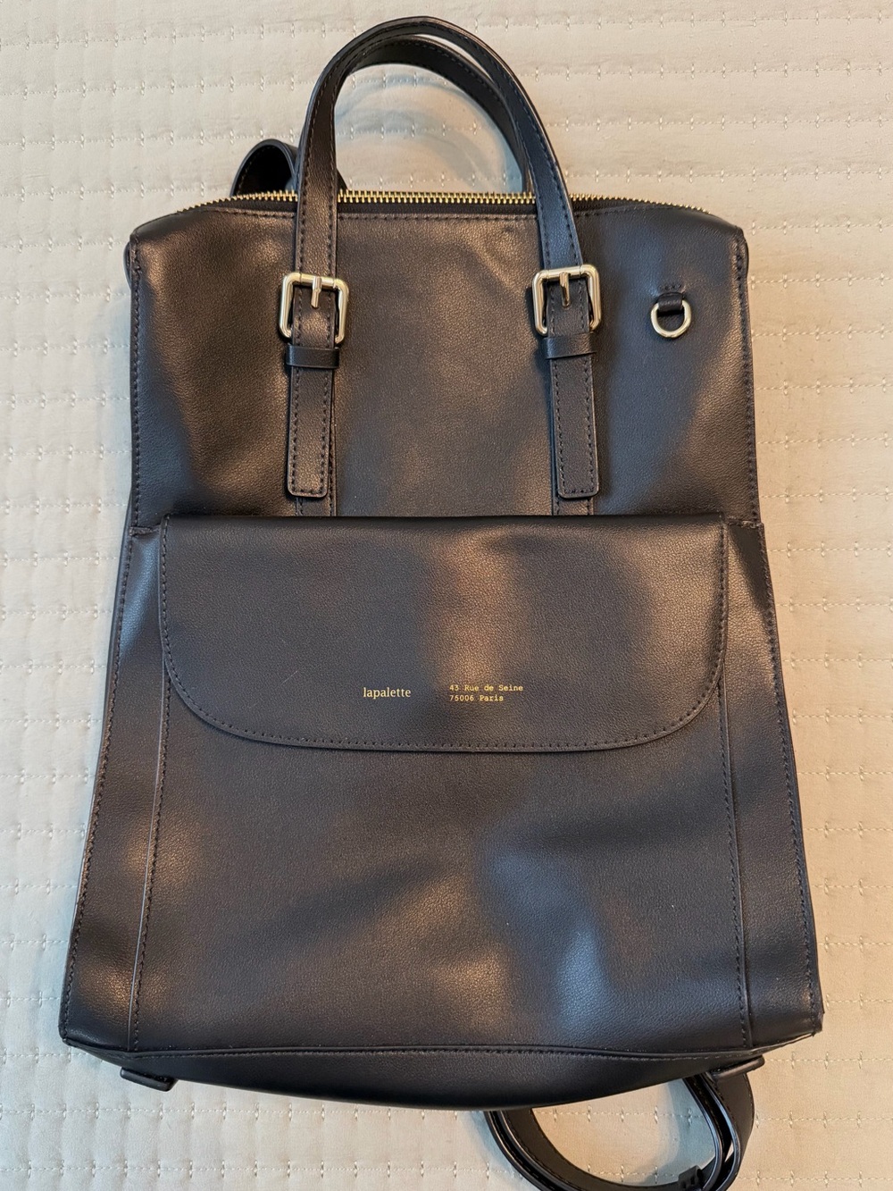Lapalette Black Leather Women’s Backpack